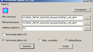 Okno oprogramowania WKD do zaawansowanej kontroli danych LIDAR